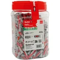 Fischer DuoPower Dübelset 40 mm - 450 St. - Dübelset mit 450 Stück, Durchmesser 8 mm und 40 mm Länge, bietet durch die Kombination zweier Materialkomponenten optimale Haltekraft und Vielseitigkeit für alle Anwendungen.