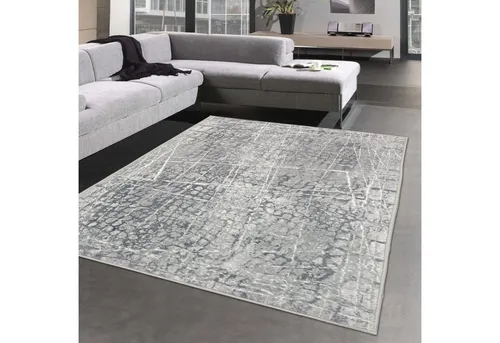 Carpetia Teppich Wohnzimmer Teppich mit modernem Design in grau, rechteckig, Höhe: 12 mm