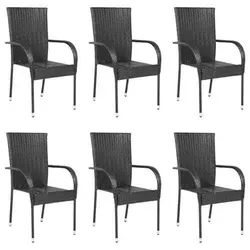 Produktbild vidaXL Stapelbare Gartenstühle 6er Set aus Poly Rattan Schwarz