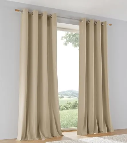 Kutti Vorhang Duck Baumwolle Ösen 1 Stück – Blickdicht – Natur – einfarbig - modern - Gr. 140 x 225 cm (1 STK)
