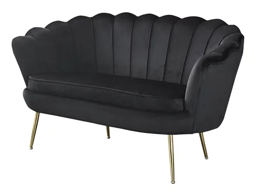 SalesFever Muschel-Sofa - Elegantes Samt-Sofa mit goldfarbenem Metallgestell - Sofas - Luxuriöses Muschel-Sofa mit weichem Samtbezug, ideal für stilvolle Wohnräume und einladende Sitzgelegenheiten.