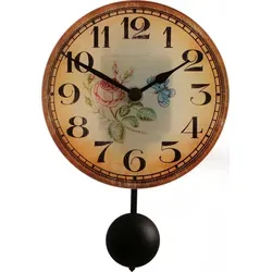 SELVA Funk-Pendelwanduhr Glas Mering - Braun - Elegante Pendeluhr aus Glas mit ansprechendem Blumen-Dekor. Ideal für stilvolle Wohnräume, Maße: 23 x 14 x 5 cm. Verleiht jedem Raum einen besonderen Charme.