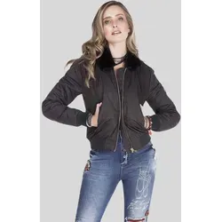 Cipo & Baxx Damen Jacke WJ141 Schwarz - Funktionsjacken im klassischen Bomberjacken-Design mit warmem Fellkragen, ideal für Alltag und Freizeit. Sportlich-modern und vielseitig kombinierbar für jeden Anlass.