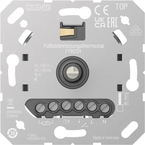 Jung FTR231 Fußbodenheizungsthermostat - Zubehör für Klima & Heizen, ideal für die präzise Steuerung Ihrer Fußbodenheizung mit komfortabler Temperaturregelung und Frostschutz-Funktion.