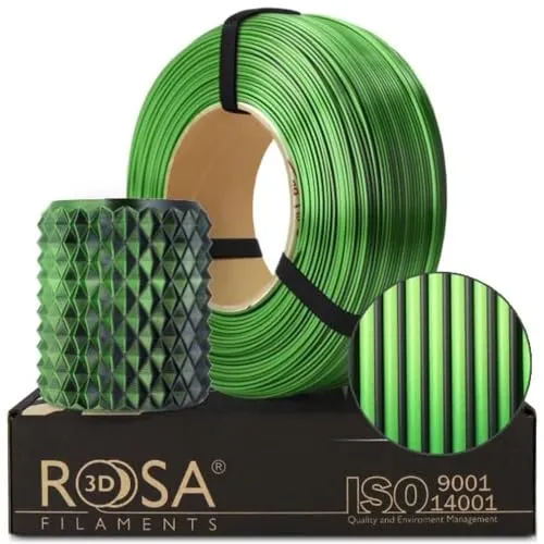 ROSA3D PLA Magic Silk Filament 1.75 mm für 3D Drucker | Leicht Glänzend PLA 3D Drucker Filament | Mystisch Grün Refill 1 kg