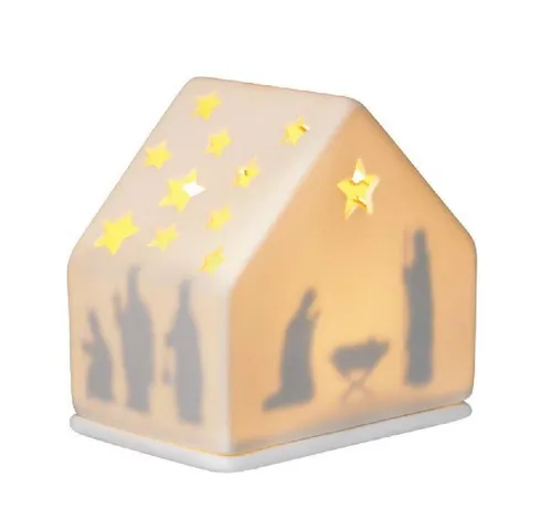 Räder Winterzeit Lichthaus Teelichthalter Krippe 10 cm - Moderne Kerzenständer & Teelichthalter aus Porzellan, freistehend und ideal für eine stimmungsvolle Winterdekoration im Esszimmer oder Wohnzimmer.