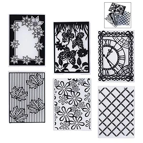 Gearmax Prägeschablone Prägefolder Embossing Folder Transparent Scrapbooking Stempel für Fotoalbum Dekor Präge Papier Karten Handwerk(6 Stück)