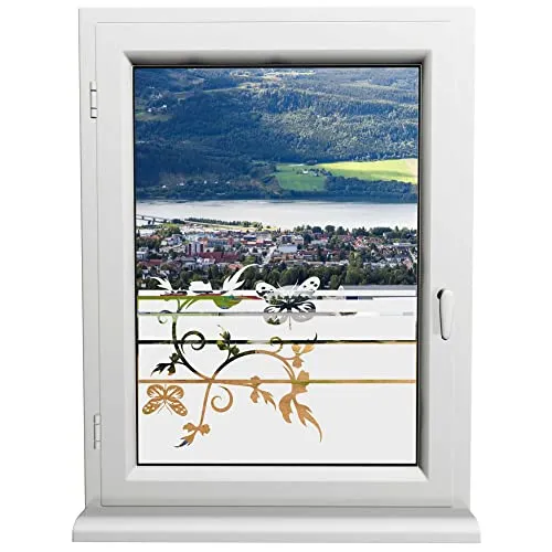 INDIGOS UG - Glasdekorfolie - Schmetterling - Sonnenschutz H50Line - Sichtschutzfolie - Fensterfolie - für die Küche, Bad ans Fenster, Sichtschutz - selbstklebend - matt - für Bad