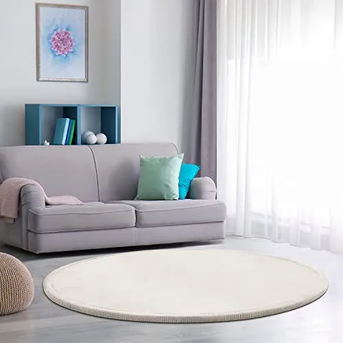 Paco Home Kinderteppich Creme 80x80 cm - Teppiche & Böden, strapazierfähig und ideal für Kinderzimmer, bietet ein himmlisch weiches Laufgefühl und ist pflegeleicht sowie Oeko-Tex® geprüft.