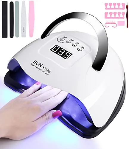 220W UV Lampe für Gelnägel, UV Nagellampe, Led Lampe Nägel, Nageltrockner Lampe, 4 Timer - Einstellungen, Infrarotsensor57 LED - Leuchten, Geeignet für alle Gel, Anfänger Nägel Selber Machen Heimsalon
