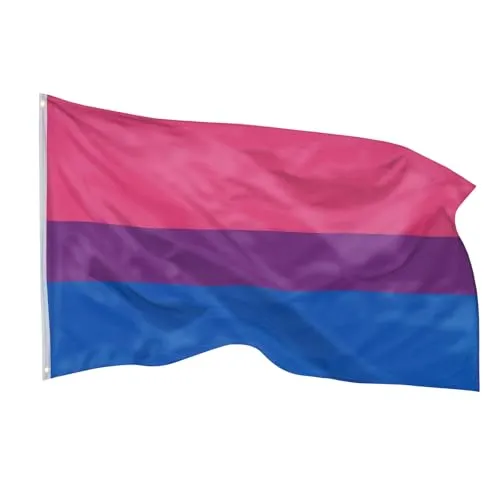 PHENO FLAGS Bi Flagge 90x150cm - wetterbeständige Pride Fahne mit Messingösen, 100% Polyester, robuste Doppelnaht & in lebendigen Farben - ideal für Flaggen-Liebhaber