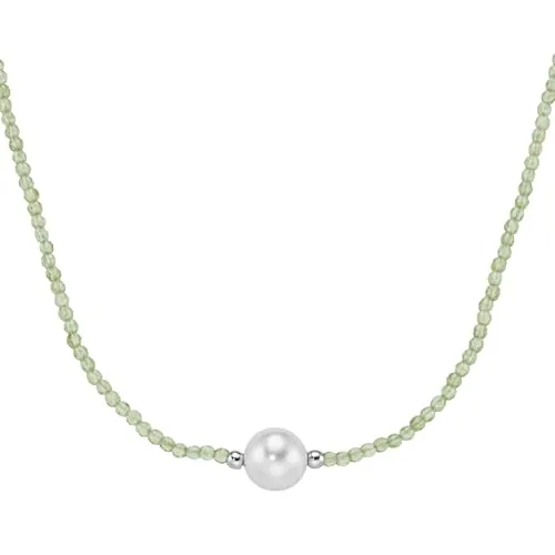 Smart Jewel Collier mit Edelstein-Kugeln und Muschelkern-Perle - Elegantes Damen-Collier aus 925 Sterling Silber mit einer einzigartigen Muschelkern-Perle und facettierten Edelstein-Kugeln, perfekt für jeden Anlass.