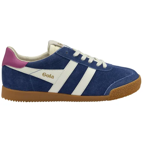 Gola Elan Sneaker Damen deep blue/off white/shocking pink (ET) 38 - Der Gola Elan Sneaker für Damen vereint klassischen Stil mit modernem Design. Ideal für Fitness und Training, bietet er Komfort und Langlebigkeit dank hochwertigem Leder. Ein Must-Have für modebewusste Frauen!