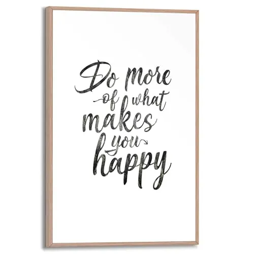 REINDERS Gerahmtes Bild, Do more of what makes you happy, Küche, Poster, Wanddeko, Room Decor, MDF, Schwarz-Weiß, 30x20cm