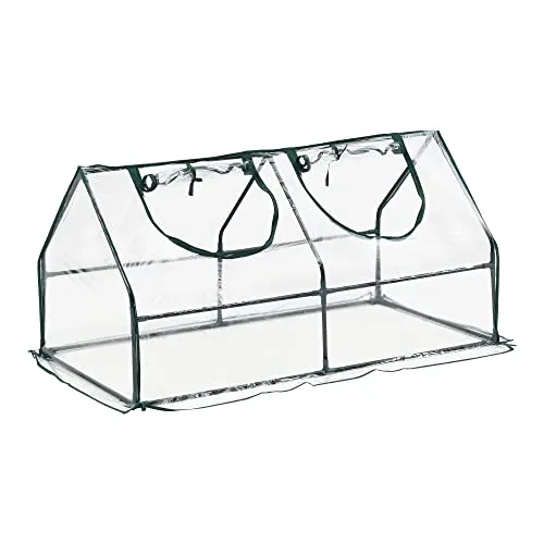 Mini Gewächshaus Laubach 120x60x60cm Foliengewächshaus für draußen Treibhaus mit Reißverschluss und 2 Fenstern Transparent