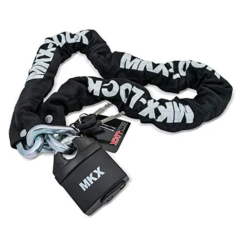 Kettenschloss MKX Schloss 10mm x 120cm mit Nylonhülle, gehärteter Stahl