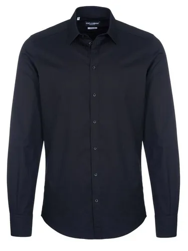 DOLCE & GABBANA Langarmhemd Schwarz in Größe 39 - Elegantes Langarmhemd aus 100% Baumwolle für stilvolle Anlässe. Hochwertige Verarbeitung und zeitloses Design machen es zum perfekten Begleiter in jeder Garderobe.