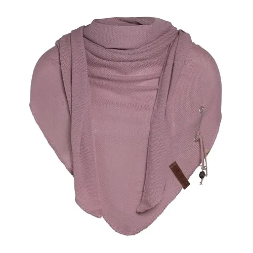 KNIT FACTORY - Lola Dreieckstuch - Fein Gestrickter Damen Schal - Tuch Schal - Für Frühling und Sommer - Baumwollmix - Alt Rosa - 190x85 cm