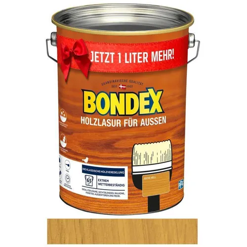 BONDEX Holzschutzlasur Eiche hell 5L - Holzlasur in Eiche hell, schützt und verschönert Holzoberflächen, ideal für Außen- und Innenanwendungen.