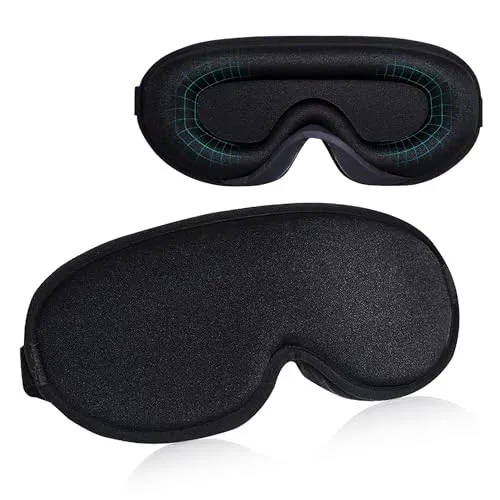 Oruiiju Schlafmaske，Atmungsaktive 3D Schlafmaske，für Seitenschläfer,100% Lichtblockierende Schlafbrille,verstellbares Gummiband，Weiche und Memory Schaum Augenmaske，Unisex (Schwarz)