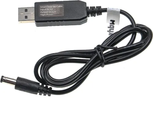 vhbw USB Ladekabel auf 5,5 x 2,5 mm Hohlstecker - 5 V / 3 A zu 12 Vfür Router, externe Festplatte, Bluetooth Lautsprecher