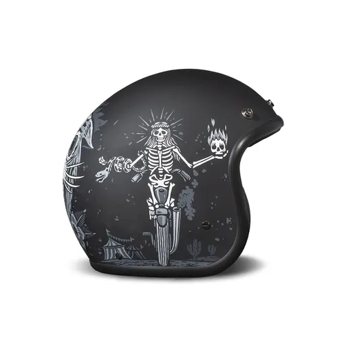 DMD Retro Ghost Rider Motorradhelm (Schwarzmatt/Weiß/Grau) Gr: L (59)