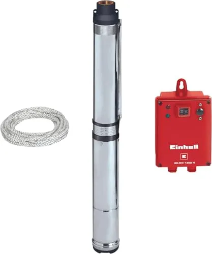 Einhell Tiefbrunnenpumpe GC-DW 1300 N - 1.300 W, 5.000 l/h Fördermenge, robustes Edelstahlgehäuse und ideal für tiefe Brunnen und Zisternen