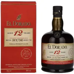 El Dorado 12 Jahre Rum - Premium Rum, 12 Jahre gereift, bietet eine exquisite Kombination aus Süße, Würze und Fruchtigkeit – perfekt für Cocktails oder purer Genuss.