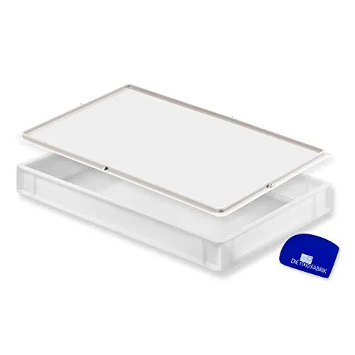 Pizzaballenbox mit Deckel (60 x 40 x 7,6 cm) Kunststoffbehälter für Pizzateig, Stapelbehälter, Teigwanne, Gärbox, Teigbox (1x Box mit Deckel)