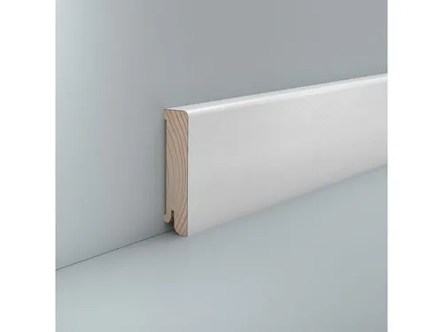 Südbrock Sockelleiste Sockelleiste weiß Holz 18 x 80 Starkfolie RAL 9016 Fußleiste, L: 250 cm, H: 8 cm, 1-St.