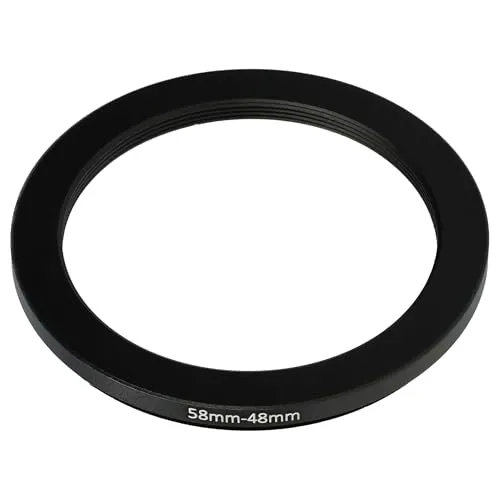 vhbw Step-Down-Ring Adapter von 58 mm auf 48 mm für Kamera Objektiv - Filteradapter, Metall, Schwarz