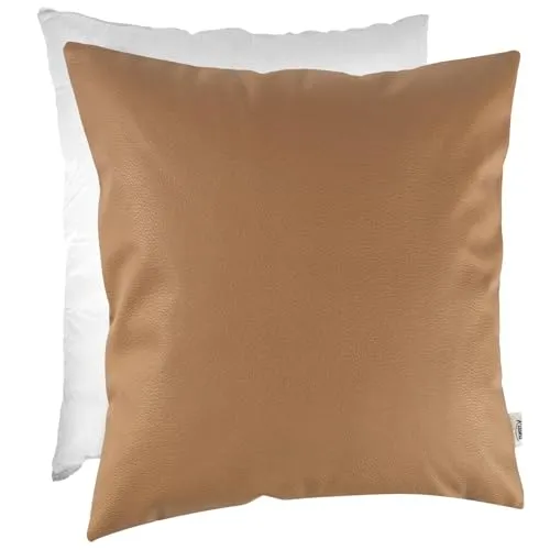 Kissenbezug Kunstleder KUMO Safran 50x50cm in gelb von Kisska