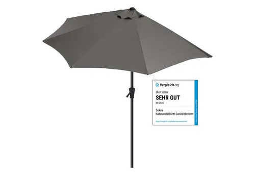 Sekey Halbrundschirm 270 cm mit Kurbel – UV 50+ Sonnenschirm für Terrasse & Garten - Sonnenschirm mit halbrundem Design (Ø 270 cm) und integrierter Kurbel für einfache Bedienung. UV-50+ Schutz und witterungsbeständiges Material für maximale Langlebigkeit.