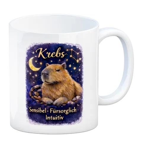 Krebs Sternzeichen Cabybara Kaffeebecher für Astrologie Fans