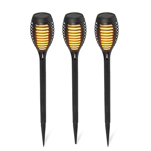 Esotec Solar Gartenfackeln Lorenzo, 3er Set – LED Steckleuchte für den Außenbereich - 3er Set wetterfeste Solar Gartenfackeln mit LED für stimmungsvolle Beleuchtung im Garten. Dank Akku und Lichtsensor schalten sie sich automatisch ein. Ideal für Terrassen- und Wegbeleuchtung.