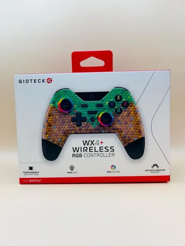 Gioteck WX4+ Wireless RGB Controller - Minecraft Style für Nintendo Switch - Controller für Nintendo Switch mit RGB-Beleuchtung im Minecraft-Design, ideal für Gamer, die Stil und Funktionalität schätzen.