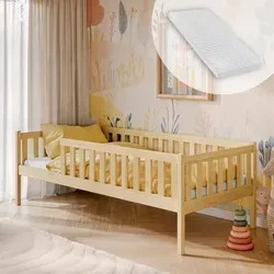 Kids Collective Kinderbett mit Rausfallschutz, 90x190 cm - Hochwertiges Kinderbett aus massivem Kiefernholz, ideal für Kinder von 4 bis 13 Jahren. Mit integriertem Sicherheitsgitter für einen sicheren Schlaf und einfacher Montage – perfekt für jedes Kinderzimmer.