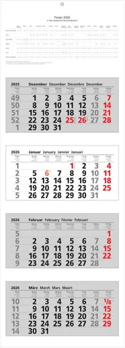 ADINA Viermonatskalender 92x33cm mit Tagesanzeiger in Blockform 2026