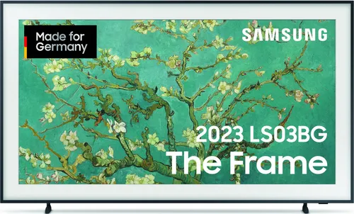 Samsung GQ55LS03BGU The Frame (2023) - Schwarz - QLED 4K Fernseher mit mattem Display für reflexionsfreies Sehen. Kunstmodus verwandelt ihn in ein Kunstwerk, ideal für stilvolle Wohnräume.