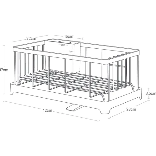 YAMAZAKI Home 2876 Abtropfgestell aus Stahldraht, Schwarz - Abtropfhalter & -ständer aus hochwertigem Stahl und Kunststoff, platzsparend und sorgt für Ordnung in Ihrer Küche. Ideal für effizientes Geschirr-Management.