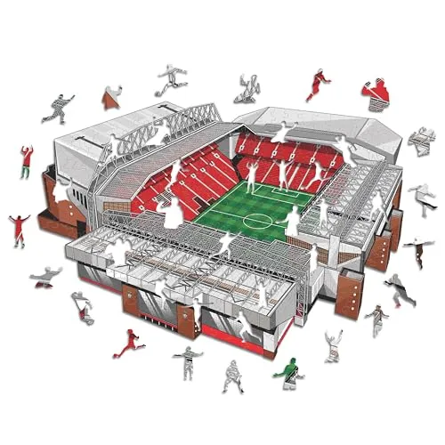 Iconic Puzzles - Liverpool, Anfield Stadion, offiziell Lizenziertes Holzpuzzle, 100% nachhaltig, Geschenk für Erwachsene und Kinder, Größe S, 150 Teile