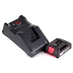 Bosch Starter Set 18V mit Akku und Ladegerät - Elektrowerkzeug-Akkus mit 2,0Ah Lithium-Ionen Akku und GAL 18V-40 Ladegerät, ideal für eine lange Laufzeit und schnelle Ladezeiten.