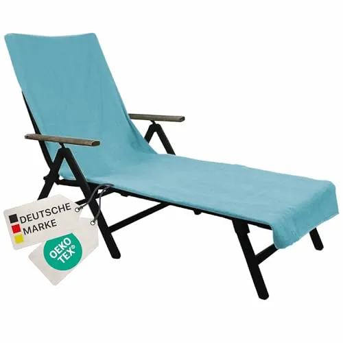 NYVI Frottee Schonbezug für Gartenliege NYVISpa 75x200 cm Türkis - Hygiene Liegestuhlauflage für Sonnenliegen Strandliegen - Handtuch Bezug - Oeko-TEX 100