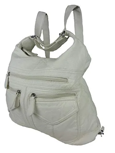 kennydoo Rucksacktasche I 2in1 Damen Rucksack und Handtasche in Weiß