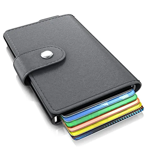 CSL - Kreditkartenetui mit RFID Schutz, Kartenetui für 6 Karten, NFC und RFID Schutzhülle, Kartenhülle für Kreditkarten und EC Karten, grau