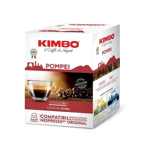 Kimbo POMPEI 50Stk Kaffeekapseln für Nespresso Maschinen - Hochwertige Kaffeekapseln von Kimbo, ideal für Nespresso Maschinen. Genießen Sie vollmundigen Kaffee in praktischen Portionsgrößen.
