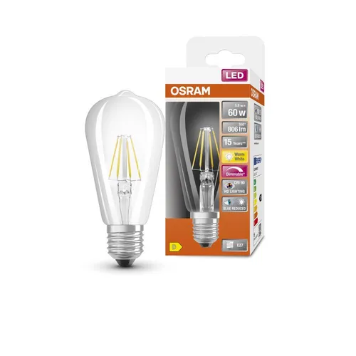 OSRAM E27 Superstar Plus LED Filament Lampe 5,8W wie 60W 2700K warmweißes Licht