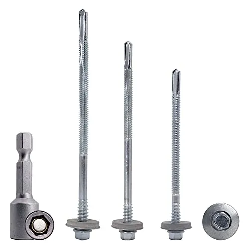 SKIR'CO (30 Stück) Selbstbohrende 5,5 x 110 mm verzinkte Schrauben mit EPDM-Unterlegscheiben für Sandwichplatten, Sechskantkopf