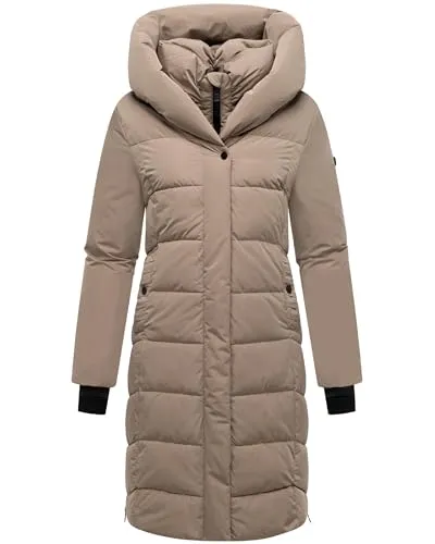 Navahoo Steppmantel Laubzauber 14 - Modischer Damen Wintermantel in taupe mit abnehmbarem Kragen-Einsatz, windabweisend und wärmend, ideal für kalte Tage.