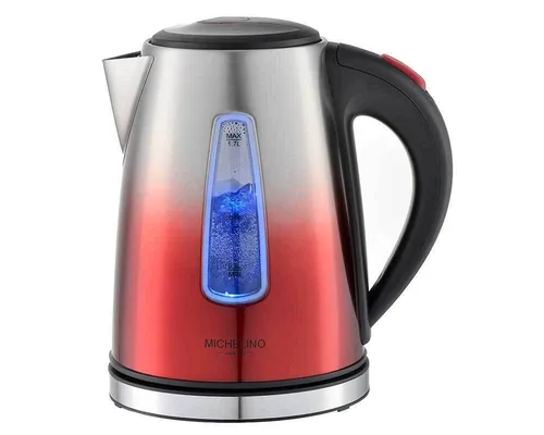 Michelino Edelstahl Wasserkocher 1,7L - Kabellos und 360° Schwenksockel - Wasserkocher aus Edelstahl mit 1,7L Kapazität, LED-Beleuchtung und Trockengehschutz. Ideal für schnelles Erhitzen von Wasser in der Küche.
